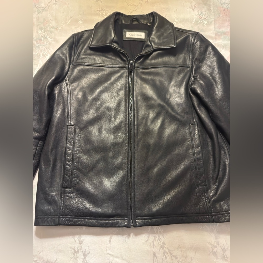 Calvin Klein Black Leather Outerwear - Picture 9 of 9